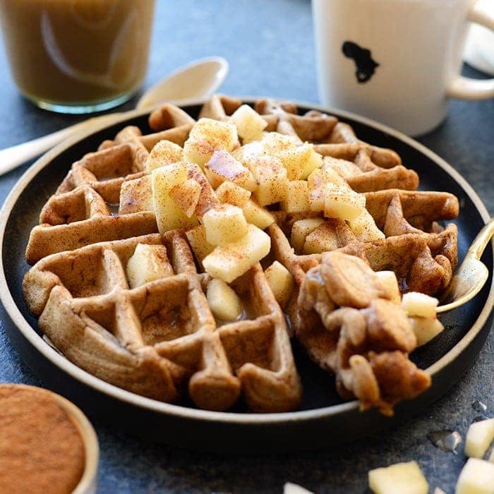 Crispy Caramel Apple Cinnamon Waffles with Homemade Sauce