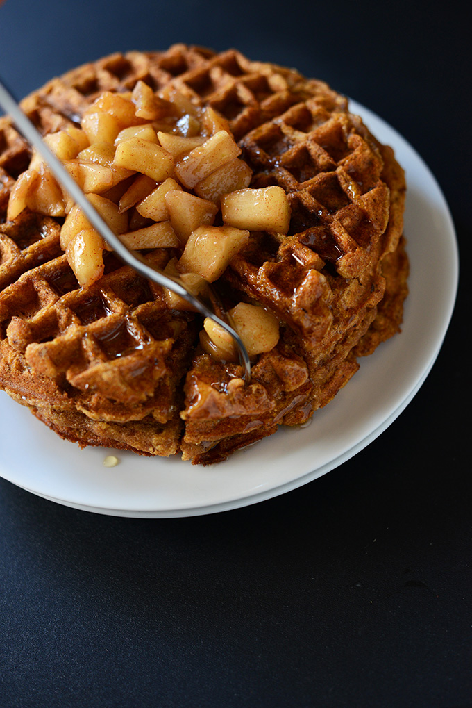 Vegan Caramel Apple Cinnamon Waffles: Wholesome Fall Breakfast